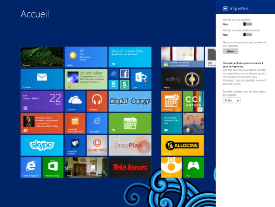 nombre de ligne de tuiles par défaut sur Windows 8