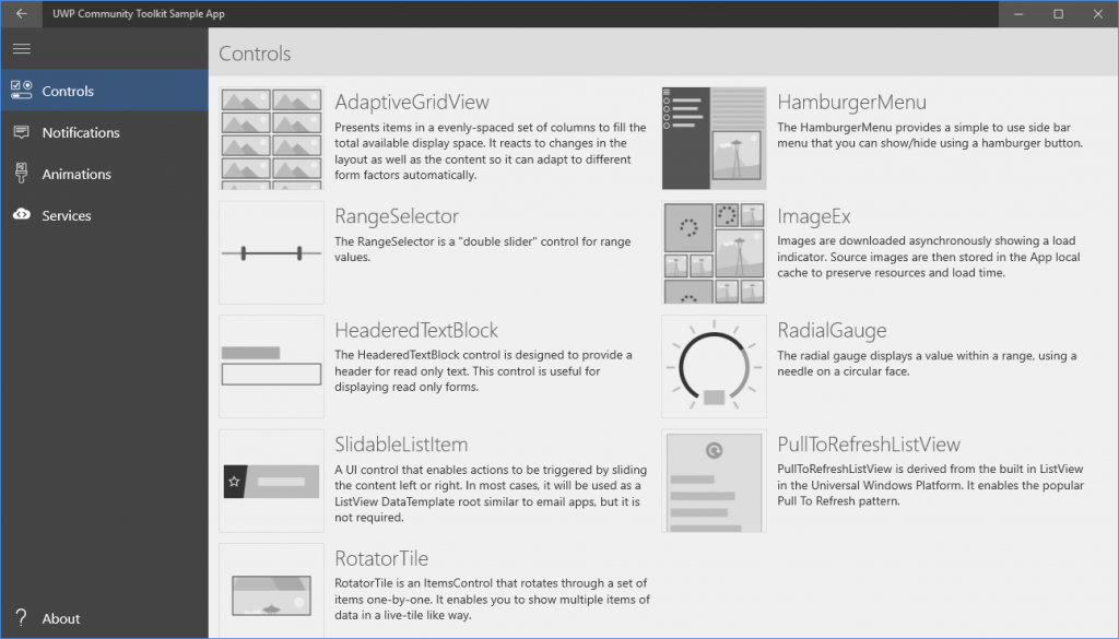 UWP Community Toolkit Sample App